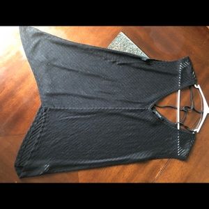 WHBM black striped top w/back ties - S